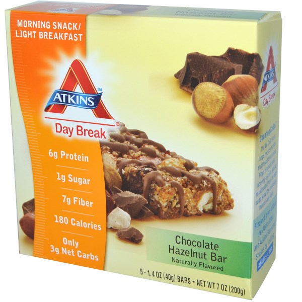 アトキンス デイブレイク チョコレート･ヘーゼルナッツ･バー 商品ページ 正面